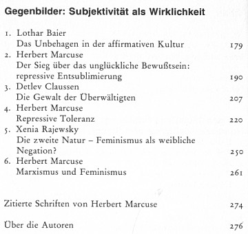 Claussen, Spuren, table of contents 2