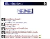 screenshot of Kellner's Illuminations Marcuse page, Nov. 2002