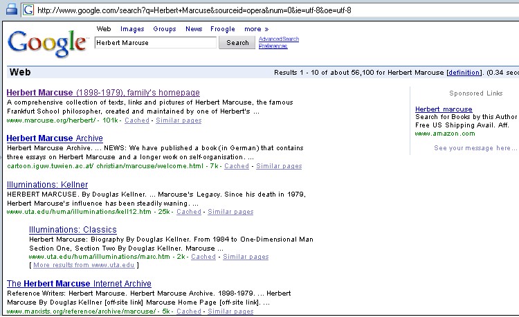 google 1997. screenshot of Google results,