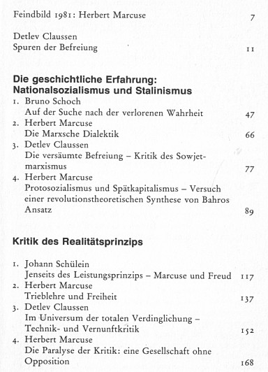 Claussen 1981, table of contents