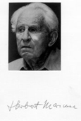 Portrait of Herbert Marcuse in 1970, with autograph