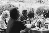 Moishe, Habermas, Barbara, Peter, Rudi around a table