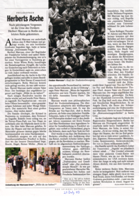 Der Spiegel, July 21, 2003 article about Herbert's ashes