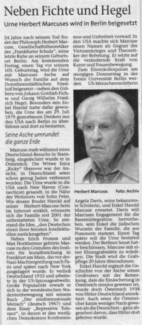 Fraenkischer Tag, July 16, 2003 article on Herbert's ashes