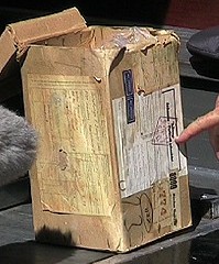 Box containing urn