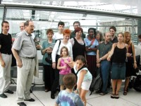 Marcuse family on tour of the Reichstag with Petra Pau (PDS)