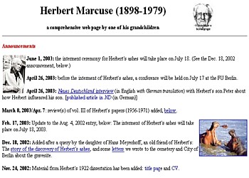 June 2003 version of Herbert Marcuse homepage