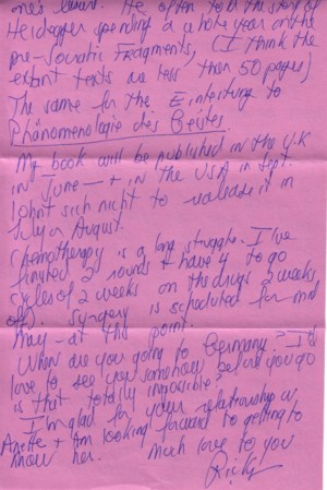 Ricky's March 1986 letter to Harold, side 2