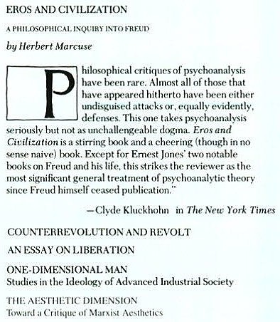 back cover of 2000 edition of Eros and Civilization