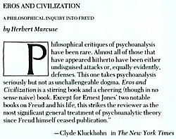 Kluckhohn blurb on back of Eros and Civilization