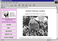 screen shot of Herbert Marcuse Association homepage, Oct. 2002