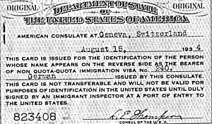 Peter's immigration card, departure